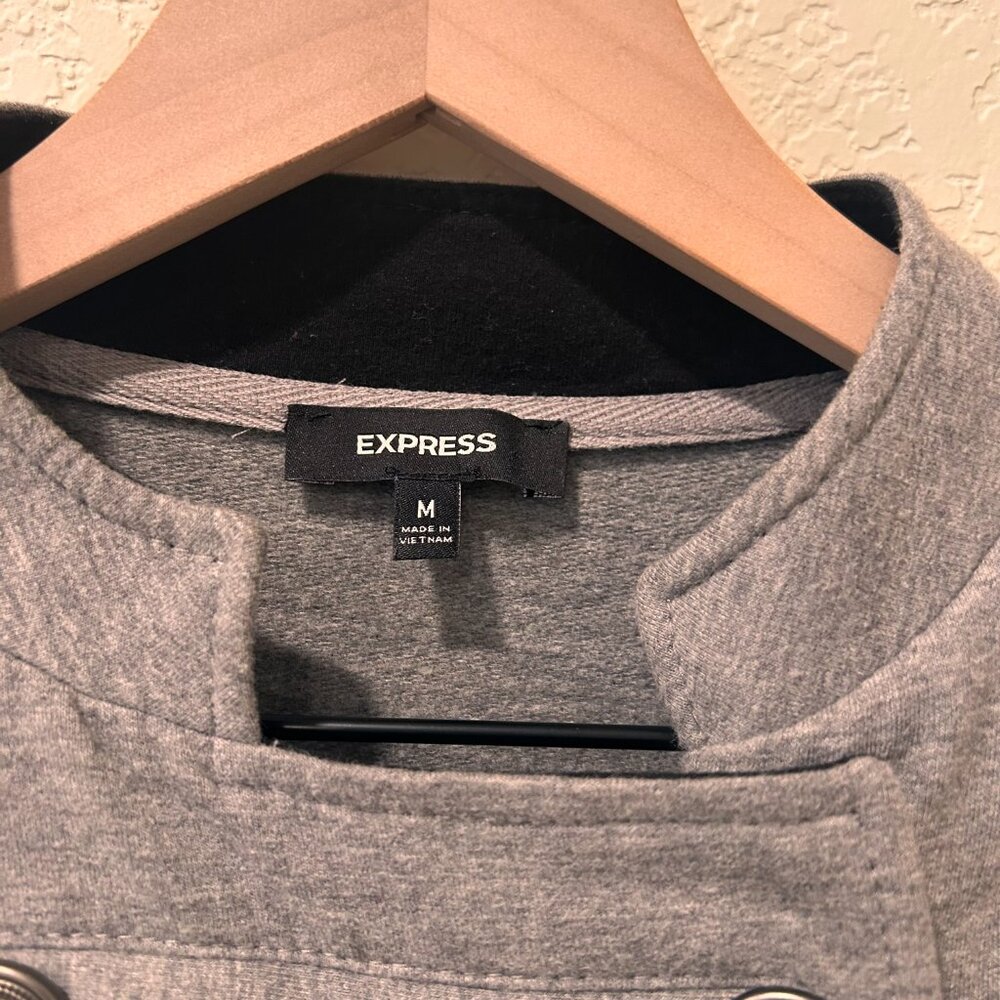 Express Women's Grey Military Style Cropped Blazer Jacket Medium - Picture 3 of 7
